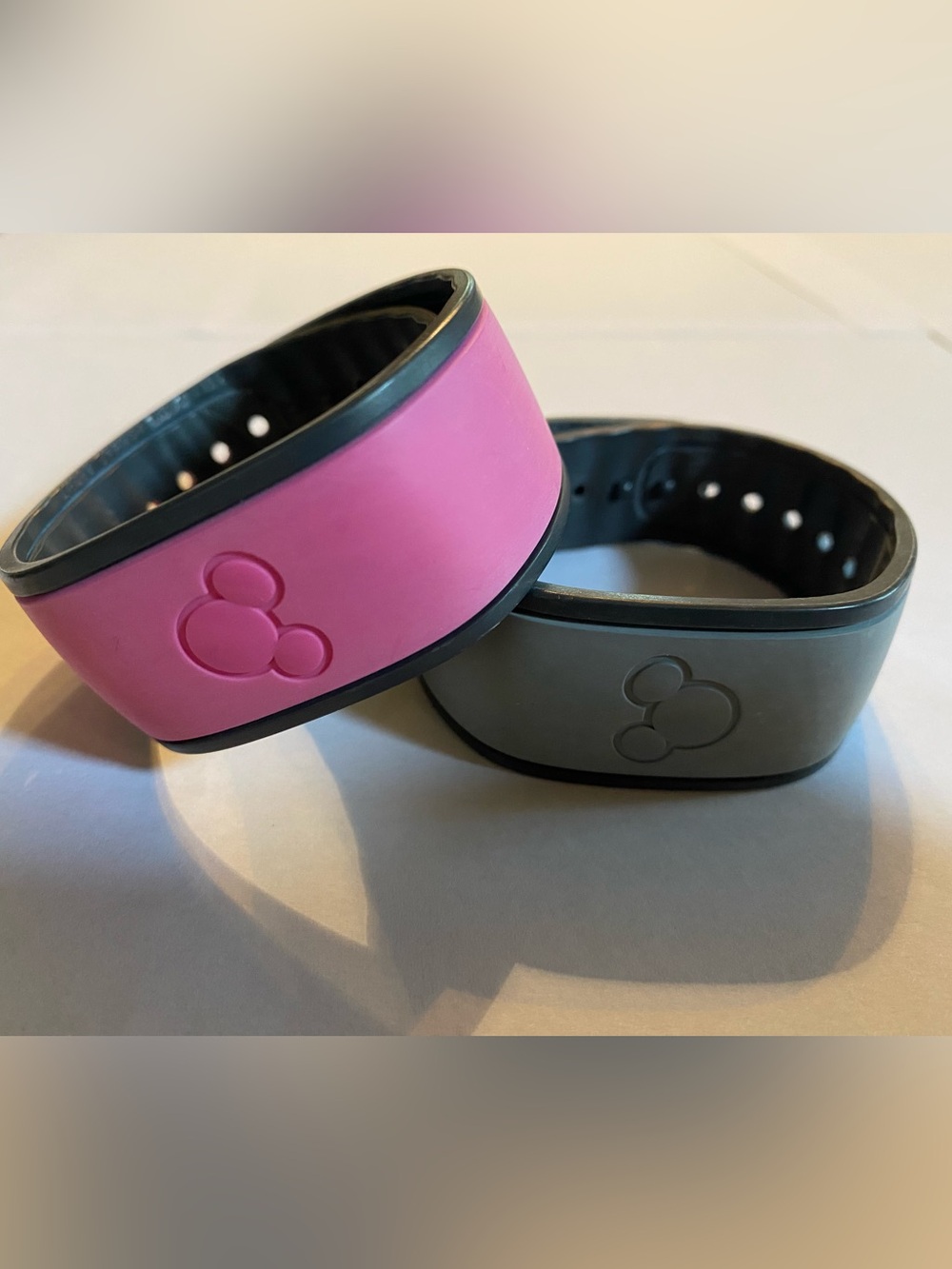Disney MagicBand 1.0 — Lot Of 2 — Pink Gray — Previously Linked — Collectible